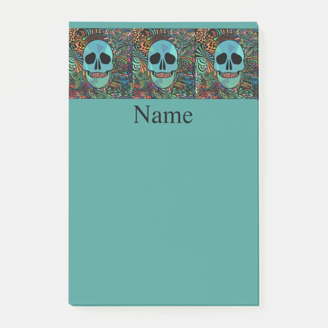 Bloco De Notas Halloween Hippie Skull Thunder_Cove (Frente)