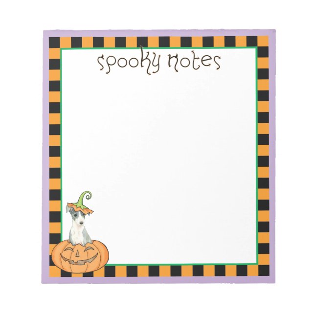 Bloco De Notas Halloween Italiano Greyhound (Frente)