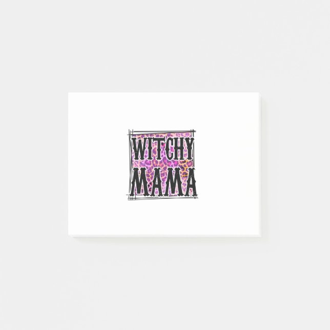 Bloco De Notas Halloween Leopard Witchy Mama Aniversário (Frente)