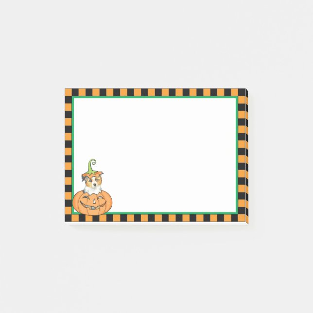 Bloco De Notas Halloween Miniature American Shepherd (Frente)