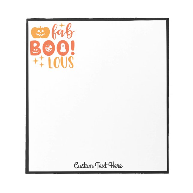 Bloco De Notas Halloween Orange Pumpkin Boo Personalizado (Frente)