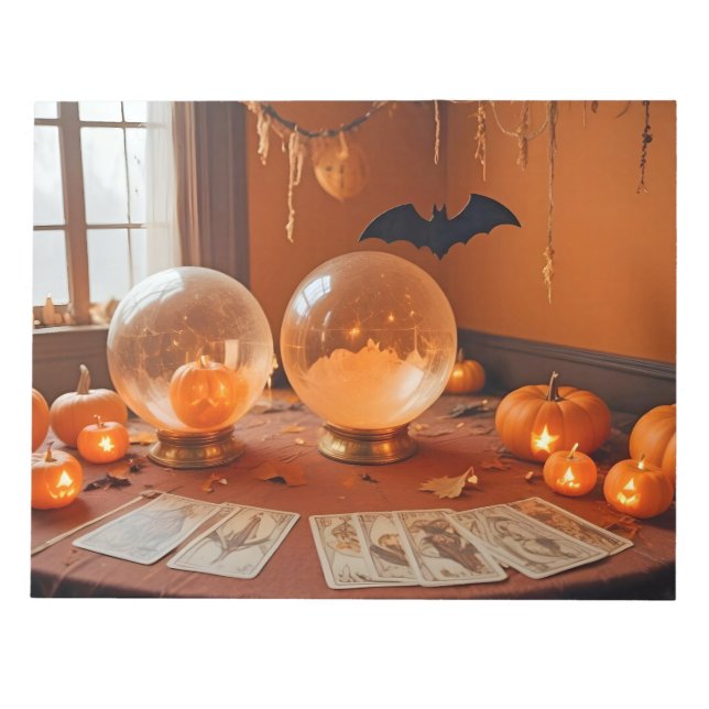 Bloco De Notas Halloween Pumpkins Bats Cute Spooky Magia Festiva (Frente)
