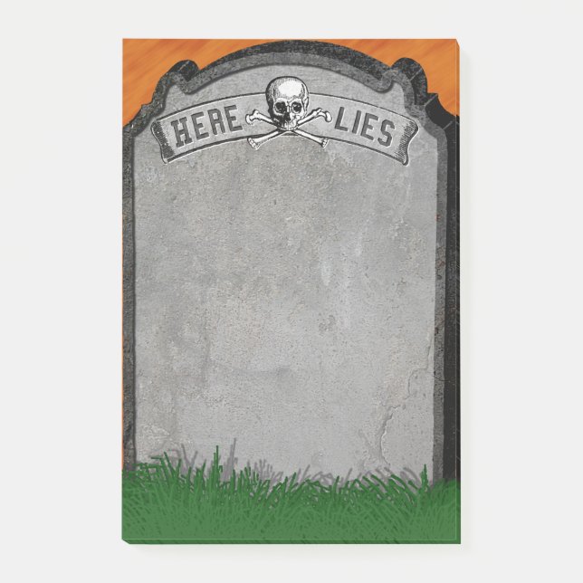 Bloco De Notas Halloween Tombstone Grave Skull Crossbones (Frente)
