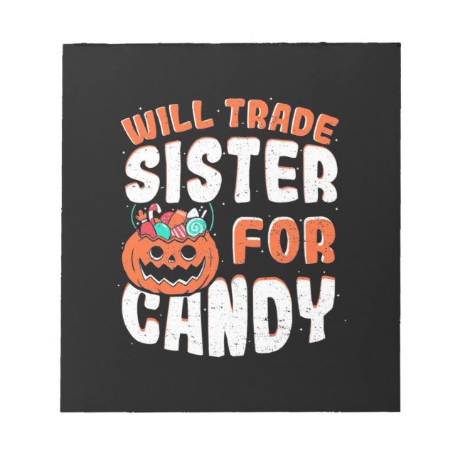 Bloco De Notas Halloween Traz Irmã Para Doces (Frente)