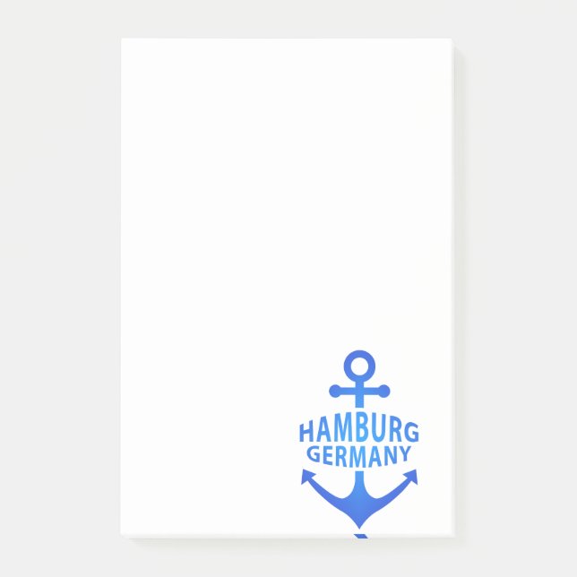 Bloco De Notas Hamburg Germany Blue Anchor Design (Frente)