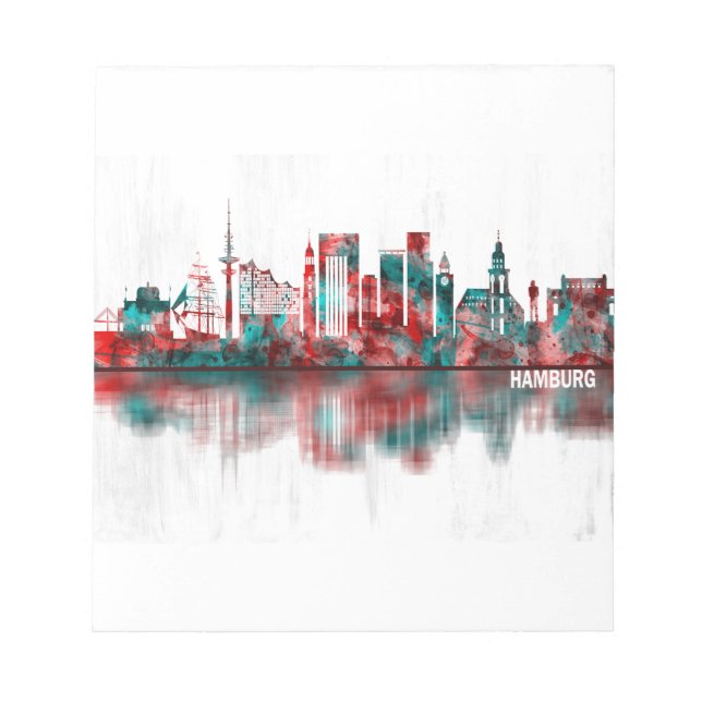 Bloco De Notas Hamburg Germany Skyline (Frente)
