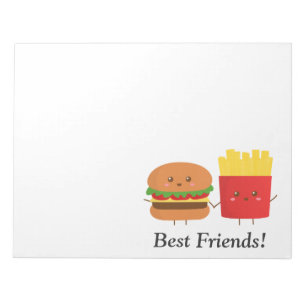 Bloco De Notas Hamburger e Batatas Fritas Fofos, Melhores Amigos