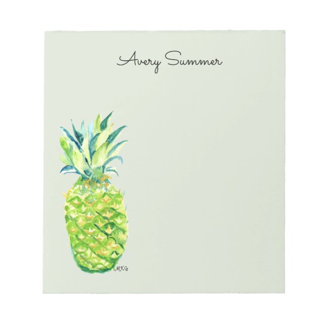 Bloco De Notas Hand-Painted Pineapple Sage Grocery List       (Frente)