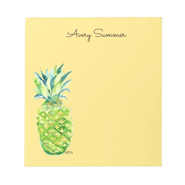Bloco De Notas Hand-Painted Pineapple Yellow Grocery List       (Frente)