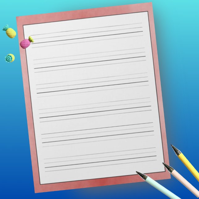 Bloco De Notas Handwriting Practice Sheets Rustic Red Design (Criador carregado)