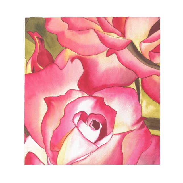 Bloco De Notas Hannah Gordon rosa rosa Rose aquarela (Frente)