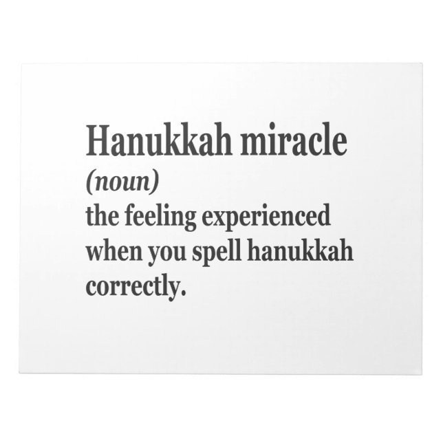 Bloco De Notas Hanukkah Miracle Engraçado Chanukah Definição Juda (Frente)