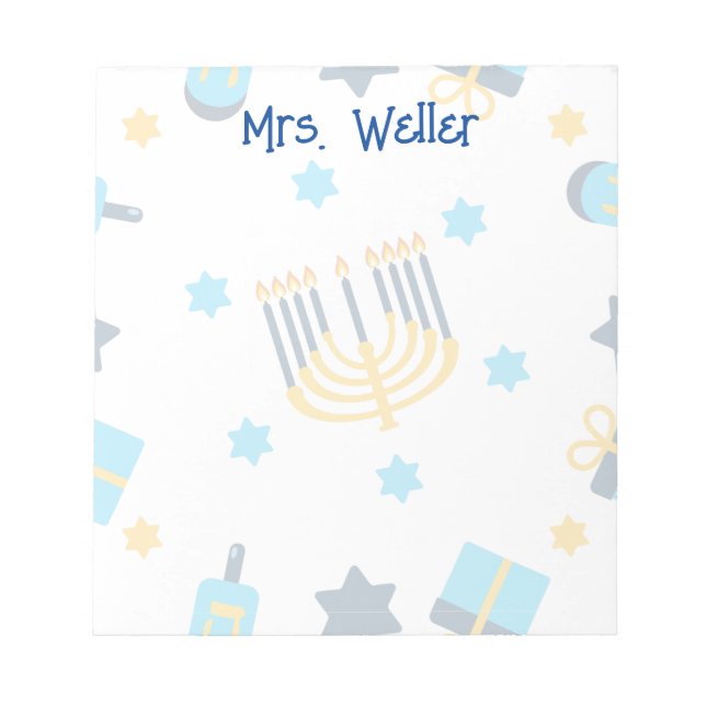 Bloco De Notas Hanukkah Personalizado Themed (Frente)