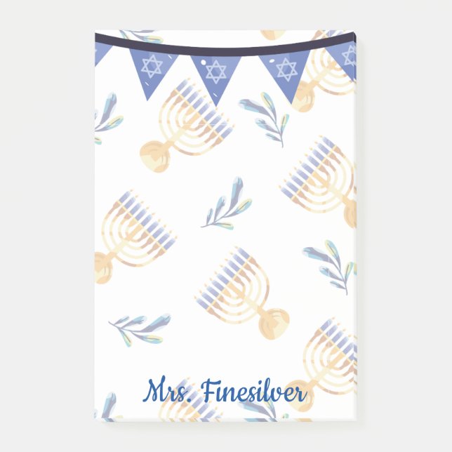 Bloco De Notas Hanukkah personalizou a estrela azul de David (Frente)