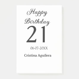 Bloco De Notas Happy 21st birthday bold letter simple name minima