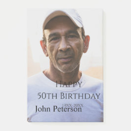 Bloco De Notas Happy 50th birthday name photo year man simple min