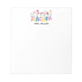 Bloco De Notas Happy Colorful Flowers Teacher Appreciation