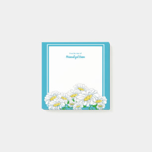 Bloco De Notas Happy Daisies Blue - Branco