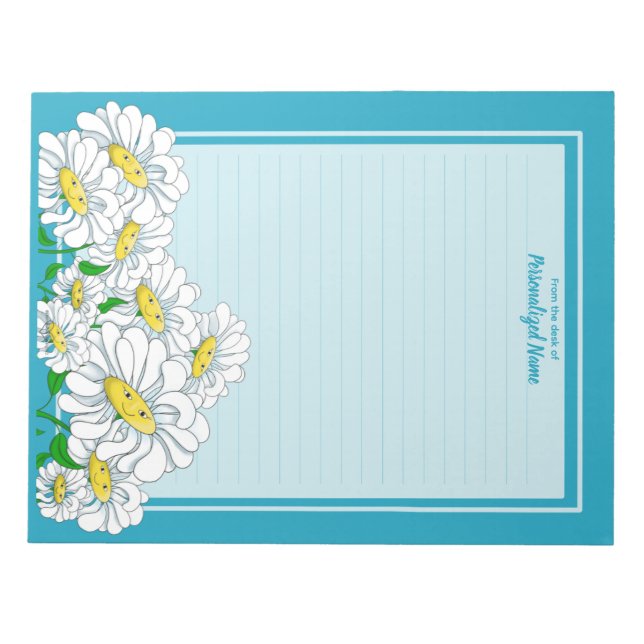 Bloco De Notas Happy Daisies Blue - Linha Azul (Frente)