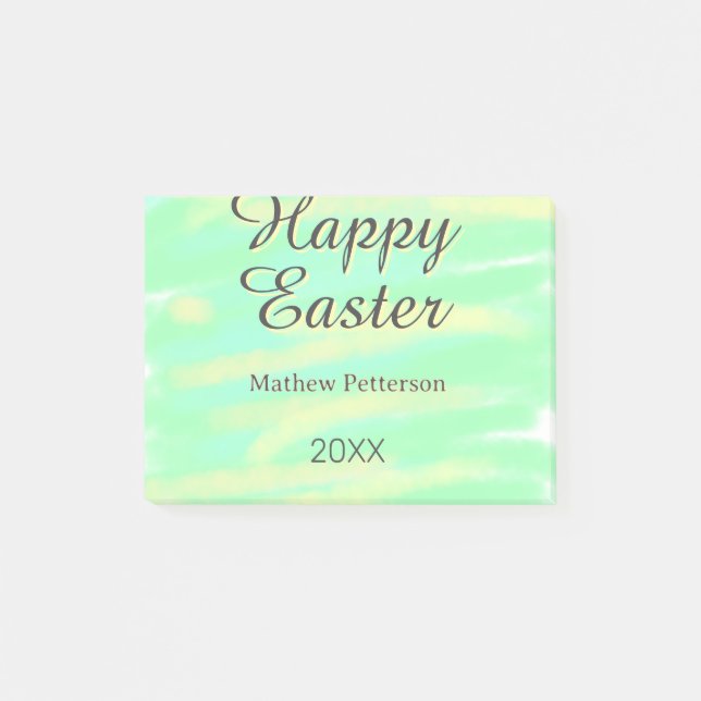 Bloco De Notas Happy Easter green yellow pastel gray name year  (Frente)