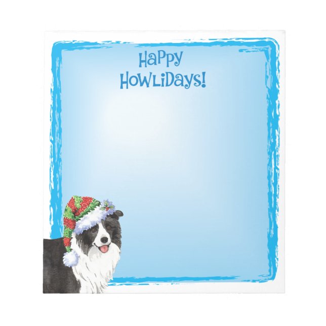Bloco De Notas Happy Howlidays Border Collie (Frente)