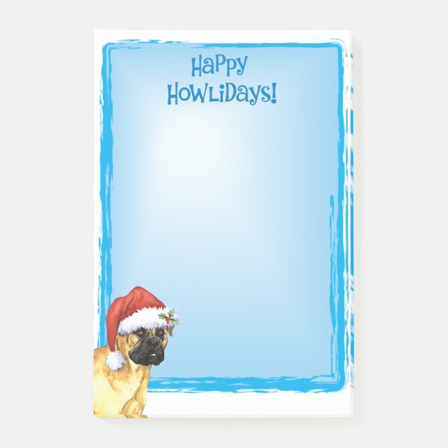 Bloco De Notas Happy Howlidays Bullmastiff (Frente)