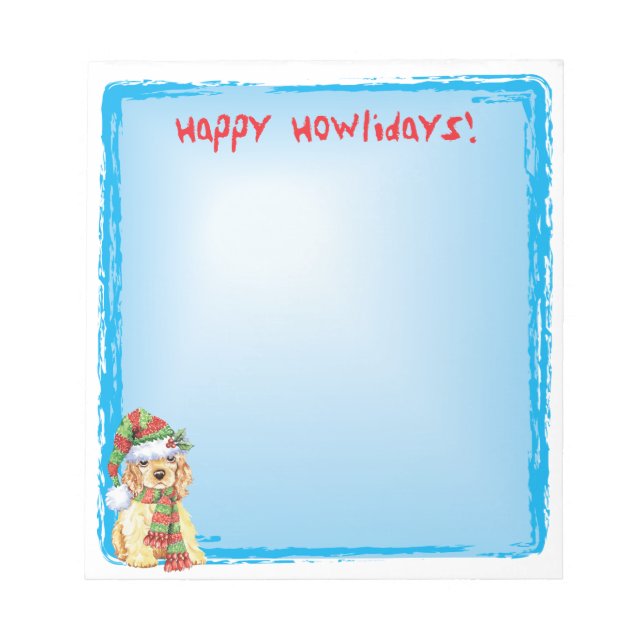 Bloco De Notas Happy Howlidays Cocker Spaniel (Frente)