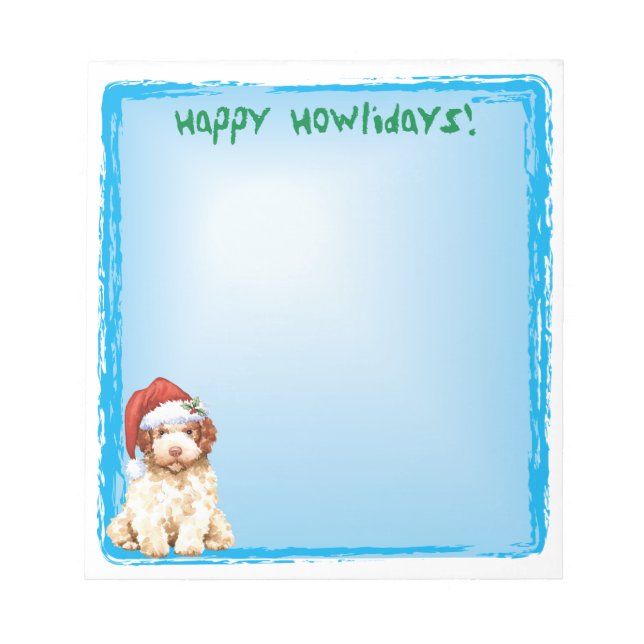 Bloco De Notas Happy Howlidays Lagotto Romagnolo Notepad (Frente)