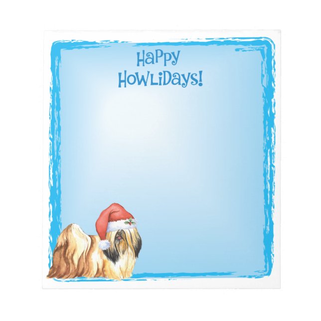 Bloco De Notas Happy Howlidays Lhasa Apso (Frente)