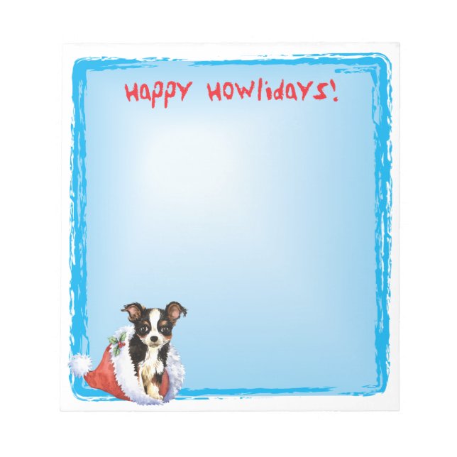 Bloco De Notas Happy Howlidays Long Casaco Chihuahua (Frente)