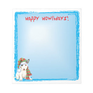 Bloco De Notas Happy Howlidays Mini Bull Terrier