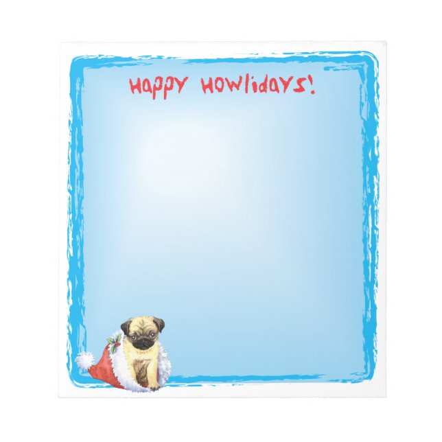 Bloco De Notas Happy Howlidays Pug (Frente)
