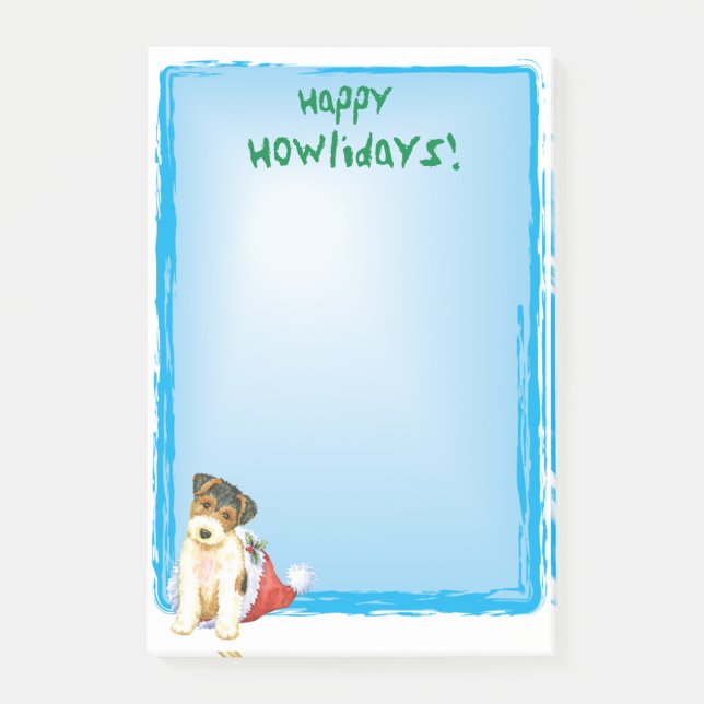 Bloco De Notas Happy Howlidays Wire Fox Terrier (Frente)