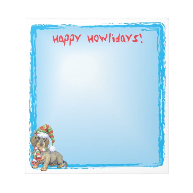 Bloco De Notas Happy Howlidays Wirehaired Dachshund (Frente)