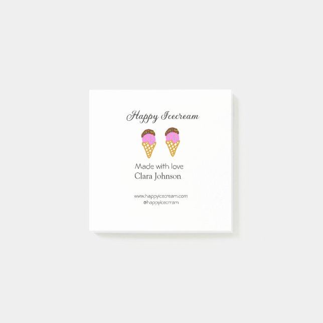 Bloco De Notas Happy Icecream add name website social media  (Frente)