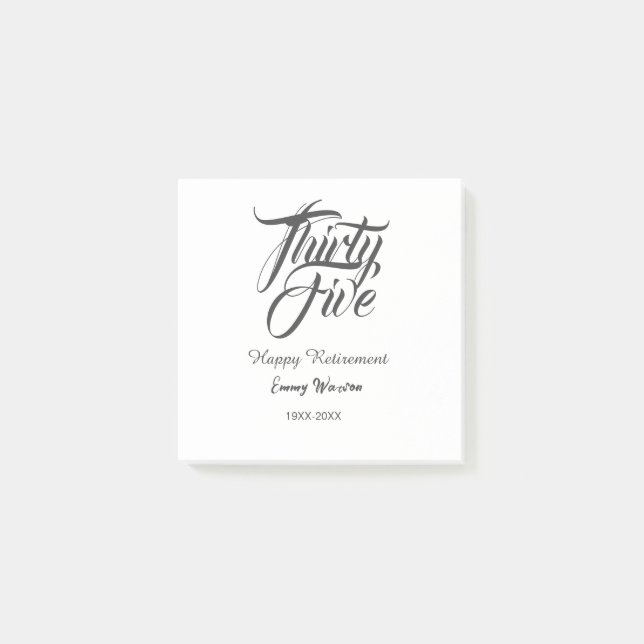 Bloco De Notas Happy retirement bold letter name year elegant sim (Frente)