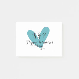 Bloco De Notas Happy Valentine's day turquoise heart name letter 