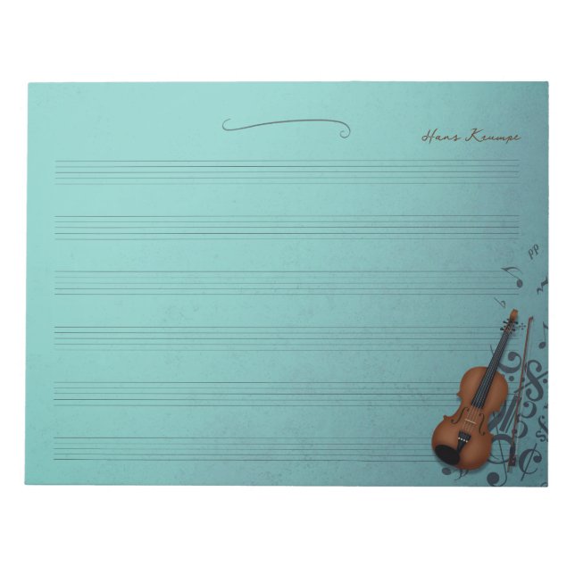 Bloco De Notas Haute Bohème Turquoose Manuscrito De Música Violin (Frente)
