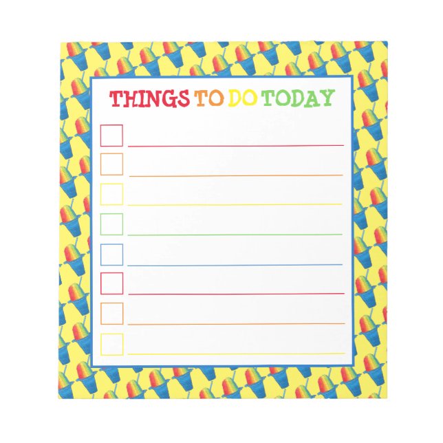 Bloco De Notas Havaiano Rainbow Shave Ice Frozen Dessert Hawaii (Frente)