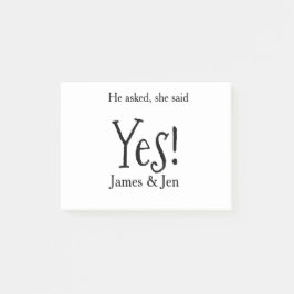 Bloco De Notas He asked she said yes engagement party name simple