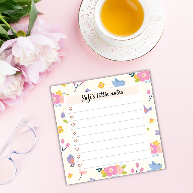 Bloco De Notas Heart & Birds Blossom – Blossom Time Sticky Notes (Criador carregado)