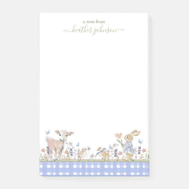 Bloco De Notas Hearthlight Notes Primavera Gingham de Prado Suave (Frente)