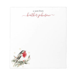 Bloco De Notas Hearthlight Notes Winter Robin Bird Personalized