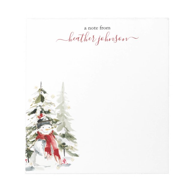 Bloco De Notas Hearthlight Notes Winter Snowman Personalized (Frente)