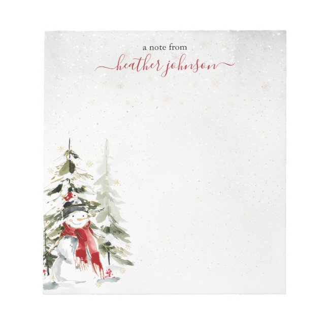 Bloco De Notas Hearthlight Notes Winter Snowman Personalized (Frente)