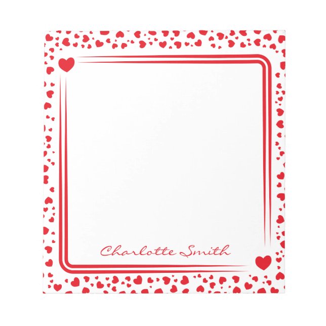 Bloco De Notas Hearts Pattern Custom Name Valentine Gift (Frente)