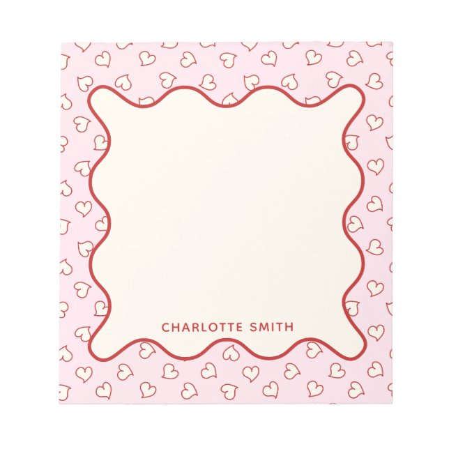 Bloco De Notas Hearts Pattern Custom Valentine Gift Notepad (Frente)
