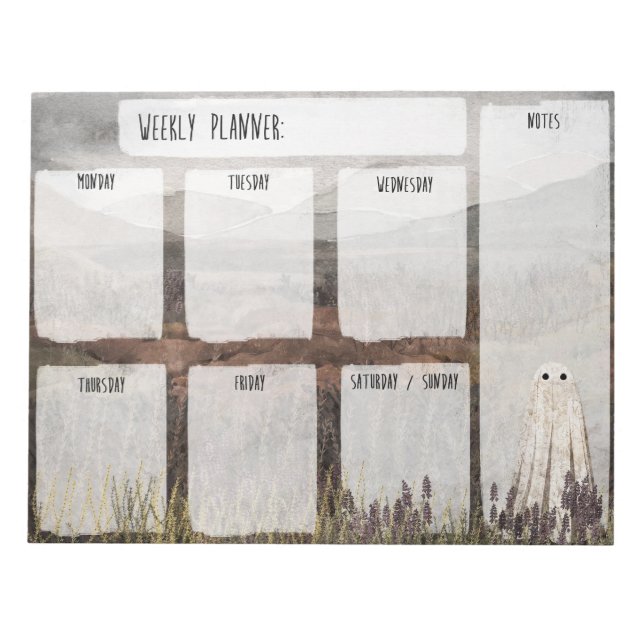 Bloco De Notas Heather Ghost Weekly Planner (Frente)