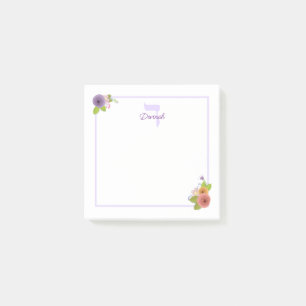 Bloco De Notas Hebraico Monograma Personalizado Floral