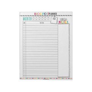 Bloco De Notas Hello Planner: Blog Postado Mensalmente Notepad de